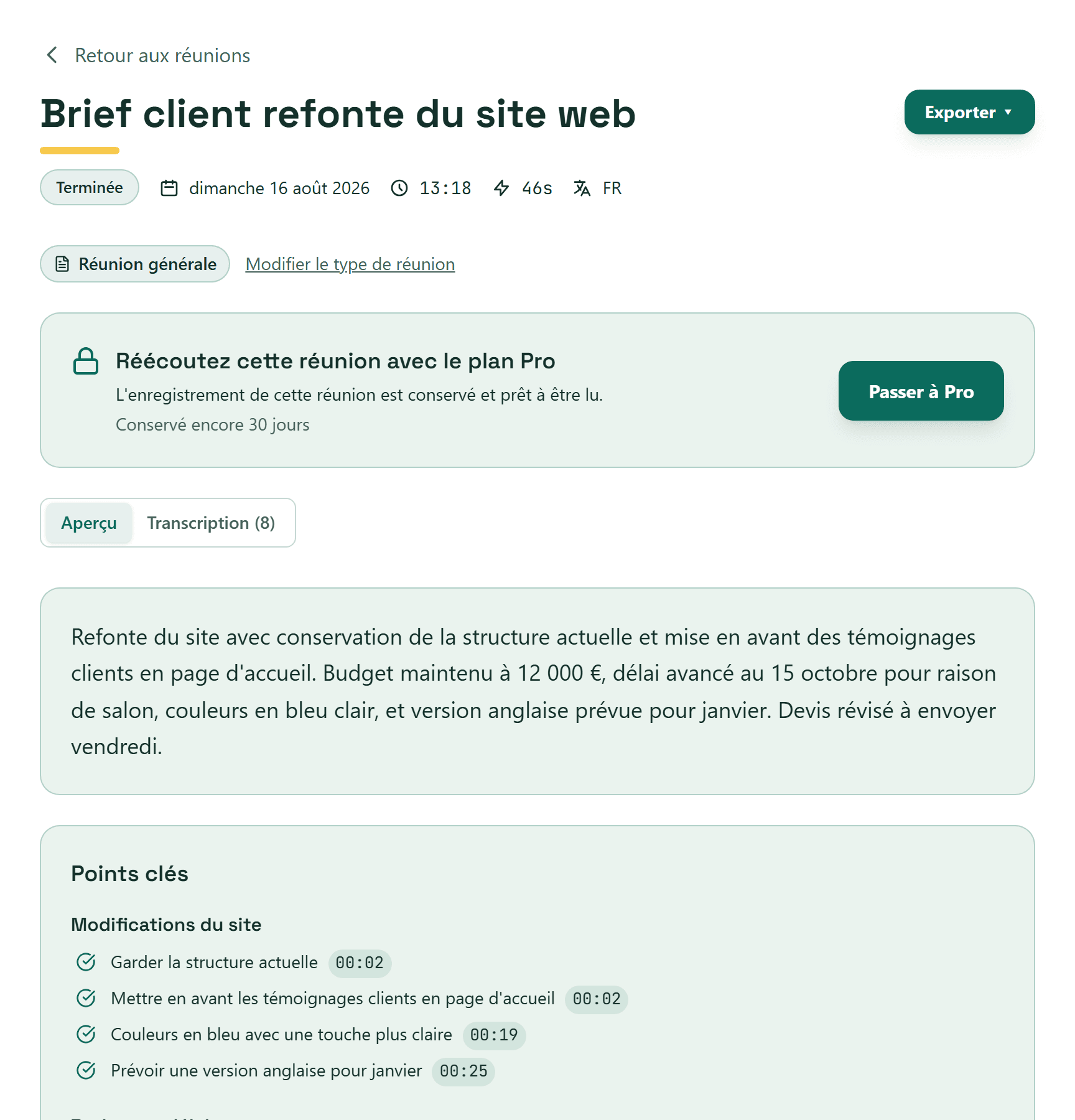 Le compte rendu est écrit