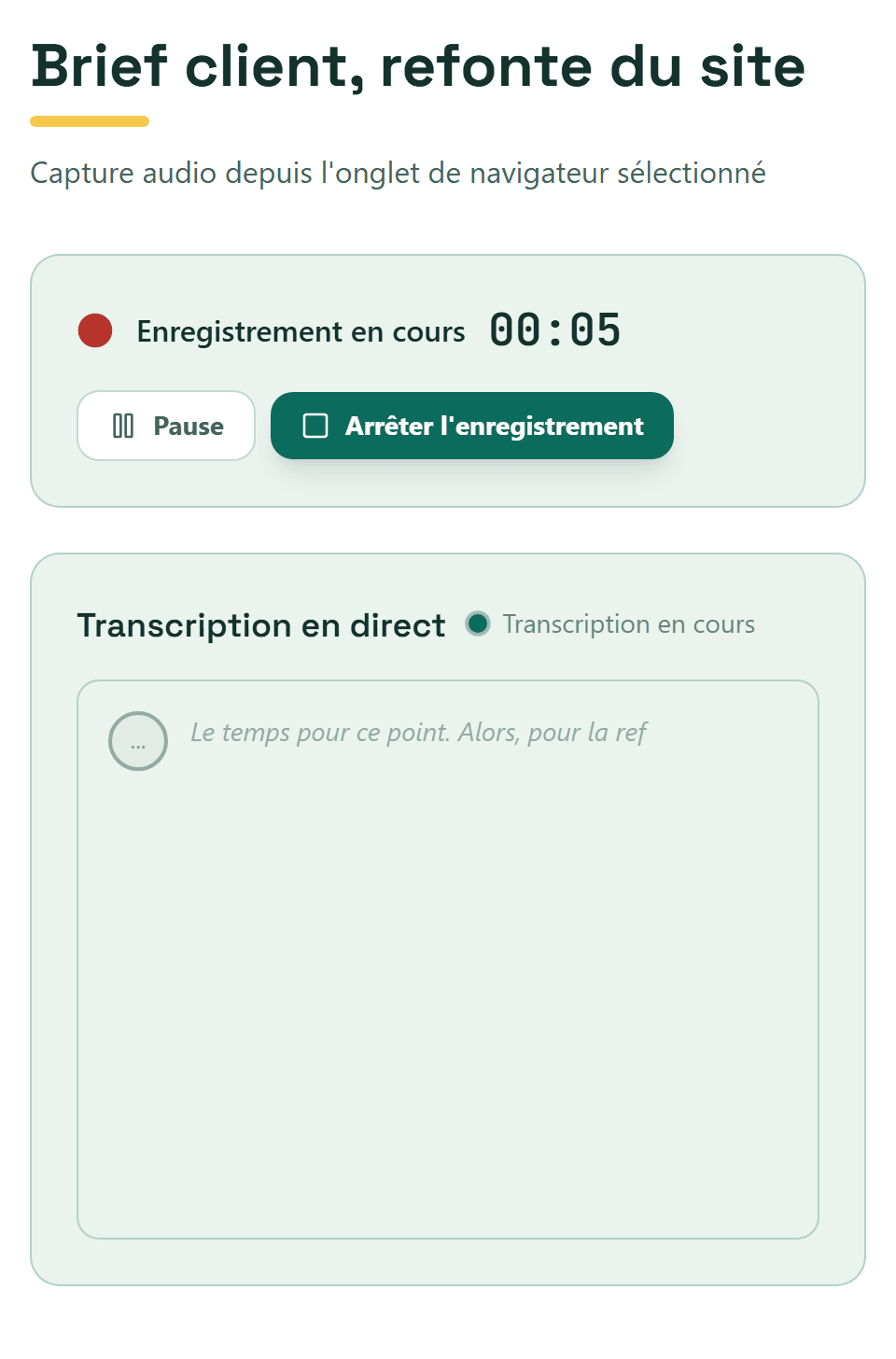 Vous partagez l'onglet de la réunion